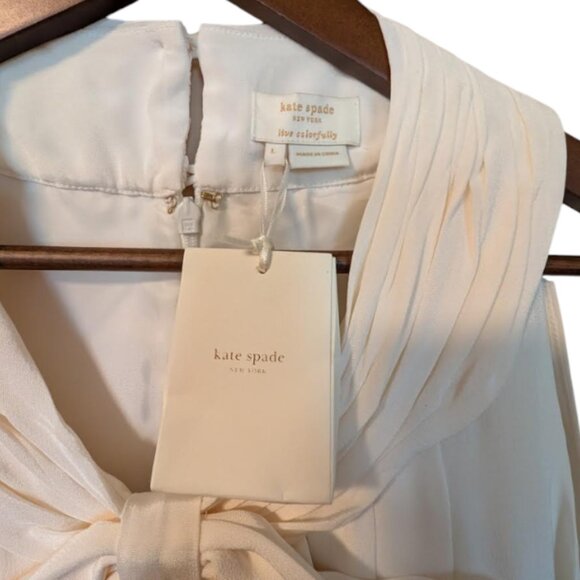 NWT Kate Spade 100% Silk Lucinda Cream Sleeveless Blouse Top Size L - Picture 4 of 12
